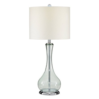 8" x 28" Glass Table Lamp with Drum Shade White - Olivia & May