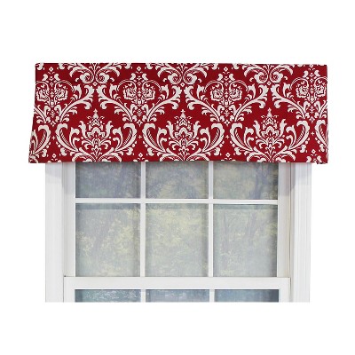 RLF Home Royal Damask Tailored 100% Cotton with Fully Lined 3" Rod Pocket Valnance for Windows 50" x 14" Red
