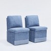 Set of 2 Blue Linen Upholstered Armless Dining Chairs with Casters and Hidden Storage,Modern Versatile Seating for Dining Room Office-Coolbibila - 2 of 4