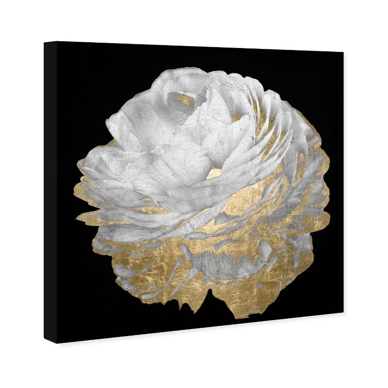 12&#34; x 12&#34; Gold and Light Floral Floral and Botanical Unframed Canvas Wall Art in Black - Oliver Gal, 5 of 6