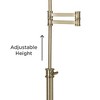 360 Lighting Swing Arm Desk Table Lamp 36" Tall Antique Brass Natural Linen Drum Shade for Living Room Bedroom Nightstand Office Family - image 4 of 4