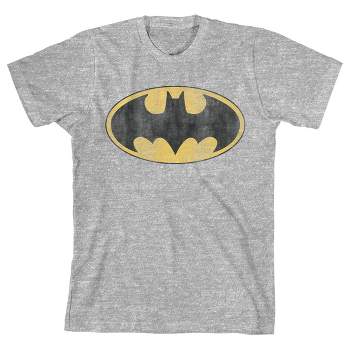 Batman Distressed Bat Logo Youth Athletic Heather Graphic Tee