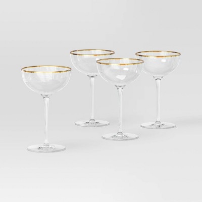 4pc Cocktail Wine Glass Set Gold - Threshold™