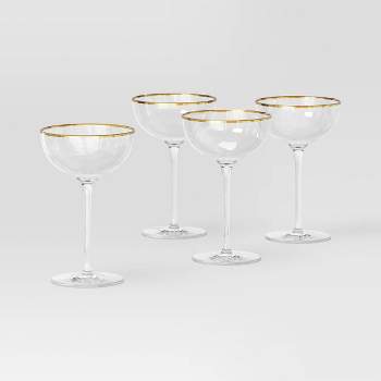 4pc Cocktail Wine Glass Set Gold - Threshold™
