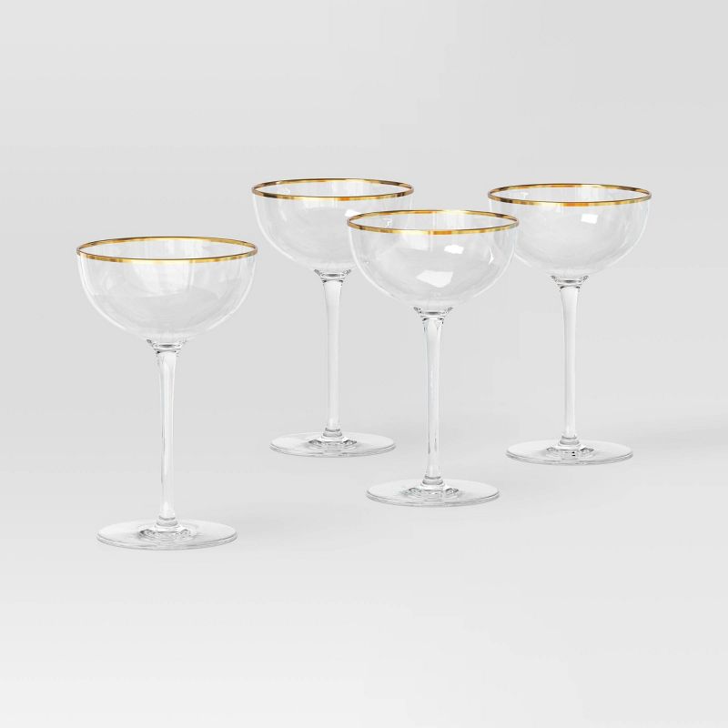 4pc Cocktail Wine Glass Set Gold - Threshold&#8482;, 1 of 5