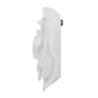 White Resin Floral Rose Wall Accents, Set of 2