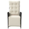 vidaXL Reclining Patio Chair with Footrest Black Poly Rattan - 3 of 4