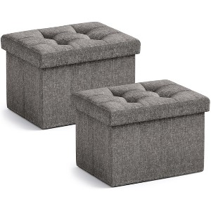 Ornavo Home Set of 2 Collapsible Rectangle Small Storage Ottoman - 12" x 16" x 12" - 1 of 4