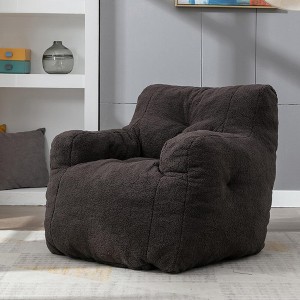 QingMoon Bean Bag Chairs, Teddy Fabric Lazy Sofa, Single Leisure Couch with Ergonomic Backrest and Arms for Living Room,Bedroom - 1 of 4