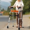 VEVOR 2 in 1 Folding Walker & Removable Armrests, Height  Foldable with 5" Solid Wheels, Lightweight Aluminum | Mobility Aid, 450 Pounds,Black&Silver - 2 of 4