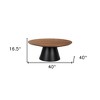 HomeRoots 40" Brown and Black Solid Wood and Iron Round Pedestal Coffee Table - 3 of 4