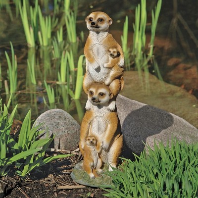 Hand-Painted Resin Meerkat Family Garden Statue