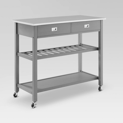 Chloe Stainless Steel Top Kitchen Island Cart Gray Crosley Target