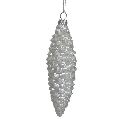 Northlight Frosted Pine Cone Glass Christmas Ornament - 6" - Silver