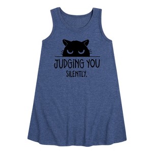 Girls' - Instant Message - Judging You Graphic Sleeveless Aline Dress - 1 of 4