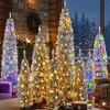 8FT/6FT/4FT Pre-Lit Pencil Christmas Trees Set of 5, Snow-Flocked Slim Design, 1820 Tips, 350 LED Lights, 11 Modes, Perfect Xmas Holiday Decoration - 2 of 4