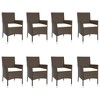 vidaXL Patio Dining Set with Cushions Outdoor Furniture Brown Poly Rattan - 74.8" Table Length 8 Pieces - 4 of 4