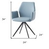 HomeRoots Light Blue and Black Upholstered Leather Dining Side Chair - 3 of 4