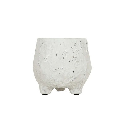 Distressed Footed Planter White Stoneware by Foreside Home & Garden