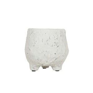 Distressed Footed Planter White Stoneware by Foreside Home & Garden - 1 of 4