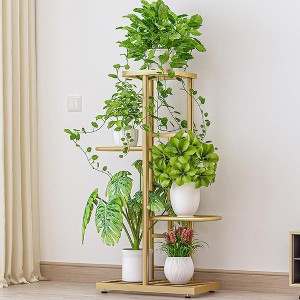 GustoWave 4 Tier Plant Stand, Tall Metal Shelf Holde, Corner Tiered Multiple Flower Plants Shelf Stand for Patio Garden Bedroom Living Room - 1 of 4