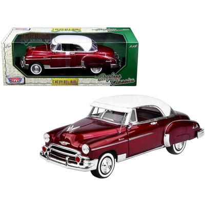 1950 Chevrolet Bel Air Burgundy with White Roof 1/18 Diecast Model Car by Motormax