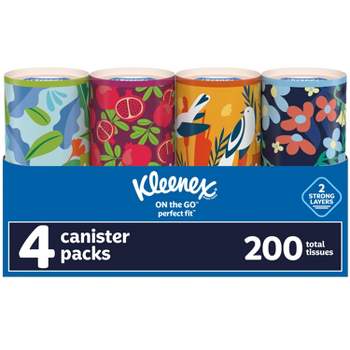 8 Pack Cylinder Tissues Box for Car Cup Holder, 4 Designs, 50 Count each,  6.5 in
