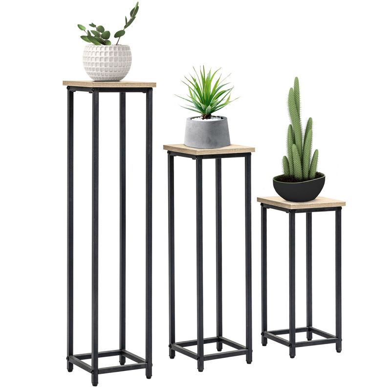 Outsunny Set of 3 Outdoor Plant Stand, Nesting Display End Table, Plant Shelf Corner Planter Pot Rack for Indoor Outdoor Home Patio Garden Decor, 1 of 7