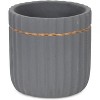 Cheung's Aurine Round Gold Trimmed Ridged Ceramic Pot - Large - Gray - 2 of 4