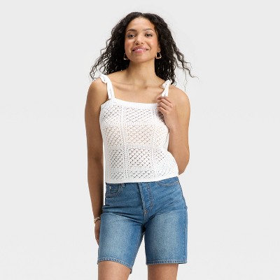 Women's Openwork Sweater Tank - Universal Thread™ White