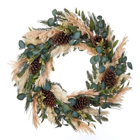 Seasonal LLC Eucalyptus and Pampas 30in Wreath - image 1 of 4