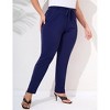 Clearlove Plus Size Women's Solid Color Tie Waist Tummy Control Slim Leg Pants Stretch Comfort Work Pants - 4 of 4