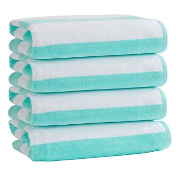 Blue Pack of 4 Large Pool Towel Set 27"x58" Cotton Baby