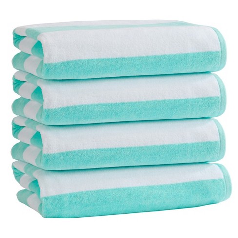 Market & Place Cotton Cabana Stripe Beach Towel Set 4-Pack Sea Green