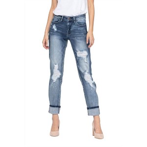 Women's Destroyed Bleach Splatter friend Jeans - Judy Blue - 1 of 4