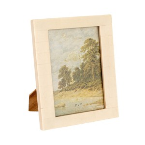 Storied Home White Resin Photo Frame with Beige Accents (Holds 5" x 7" Photo) - 1 of 4