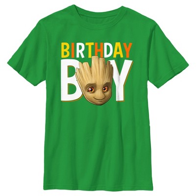 Boy s Guardians Of The Galaxy Birthday Boy Groot T shirt Kelly