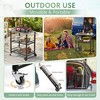 Foldable Outdoor Grill Table, Stainless Steel Pizza Oven Stand, Rolling BBQ Table and 3 Shelf Folding Kitchen Island - 2 of 4