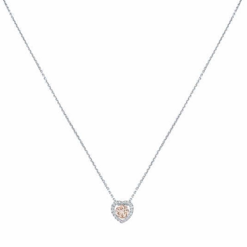 Pompeii3 1Ct Morganite & Lab Created Diamond Heart Pendant 14k White Gold Women's Necklace, 3 of 5