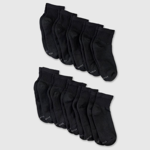 Hanes Women's Cushioned 10pk Ankle Socks - Black 5-9 : Target