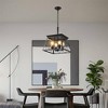 4-Light Kitchen Island Lighting,Metal & Rustic Wood Modern Dining Room Chandelier Over Table with Adjustable Chains,Ceiling Pendant for Dining Room - 4 of 4