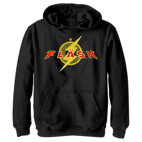 Boy s The Flash Animated Logo Pull Over Hoodie Black Large