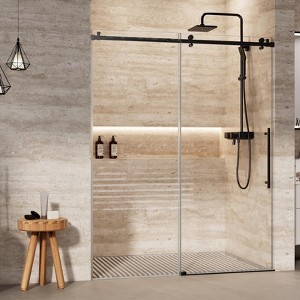 Sliding Shower Door – 5/16" Tempered Glass with Stainless Steel Handle for Walk-in Showers (1-Piece) - 1 of 4