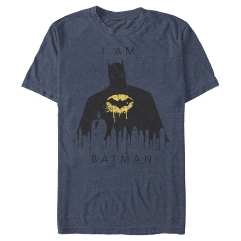 Men's Batman I Am Gotham Drip T-shirt - Navy Blue Heather - Small : Target