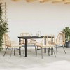 vidaXL 5 Piece Patio Dining Set - Brown PE Rattan with Cushions, Tempered Glass Tabletop - Perfect for Garden, Yard, or Patio Outdoor Furniture - 3 of 4