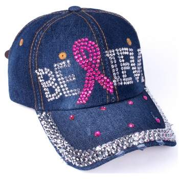 Women's Breast Cancer Awareness Crystal Bling Baseball Cap
