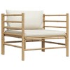 Patio Sofa with Cream White Cushions Bamboo vidaXL - 3 of 4