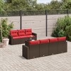 vidaXL 8 Piece Patio Sofa Set with Cushions Brown and Red Poly Rattan - 2 of 4