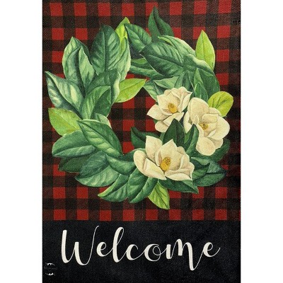 Briarwood Lane Garden Flag 18x12.5 For Outdoor Red Magnnolia Wreath Burlap Winter Garden Flag Flag For Winter Garden Flag Flags For Outside