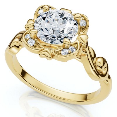 Pompeii3 1.02Ct Floral Petal Diamond Engagement Ring 14k Gold or Platinum Lab Created